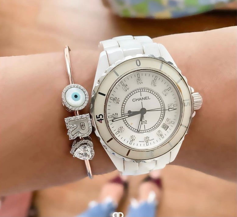 Wish Good Personalized Charm Adjustable Slide Bangle Bracelet