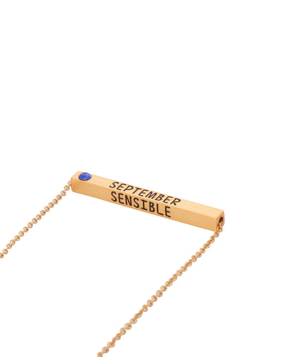 22k Gold Plated Birthmonth Engraved Bar Necklace - Jan to Dec - Bansri Design 