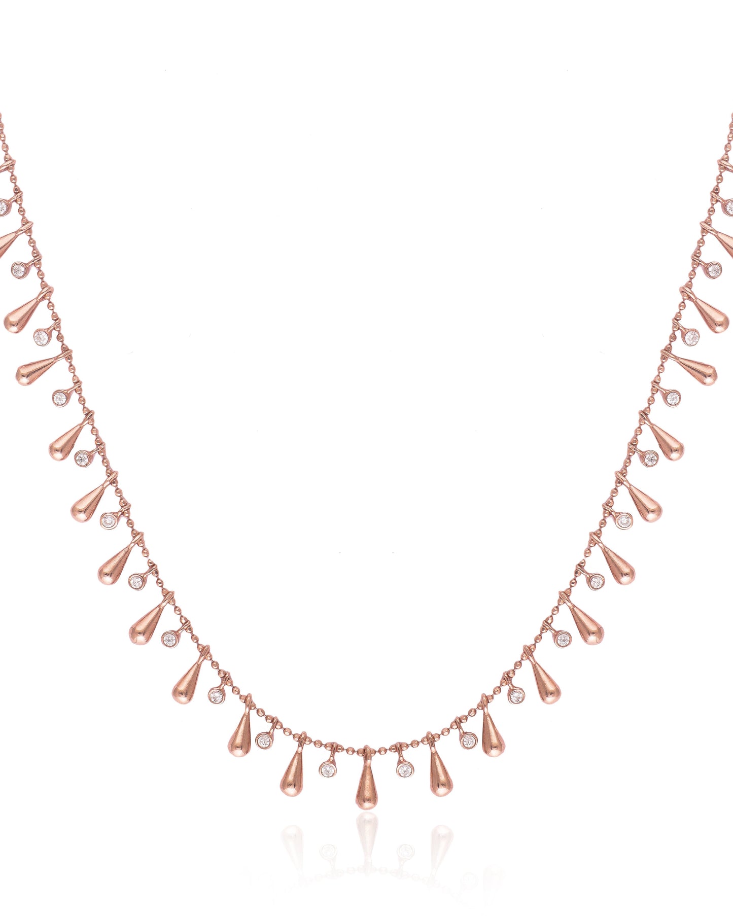 CZ Studded Zigzag Collar Chain Necklace