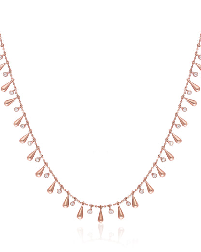 CZ Studded Zigzag Collar Chain Necklace