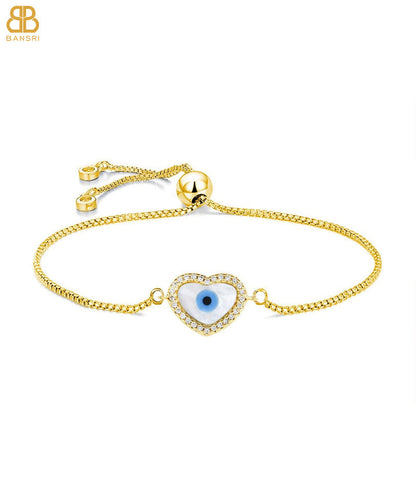 Evil Eye Heart Tennis Bracelet with Swarovski Crystals