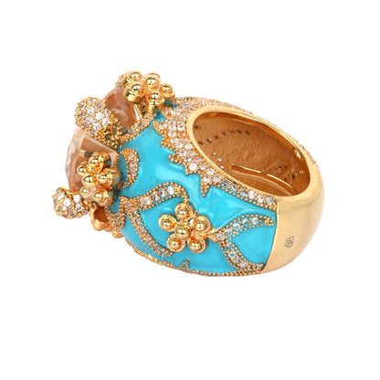 Isabeau Goddess Gold Citrine Cocktail Ring - Bansri Design 