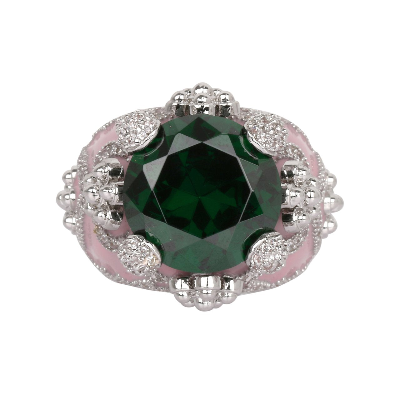 Isabeau Goddess Pink Emerald Cocktail Ring - Bansri Design 