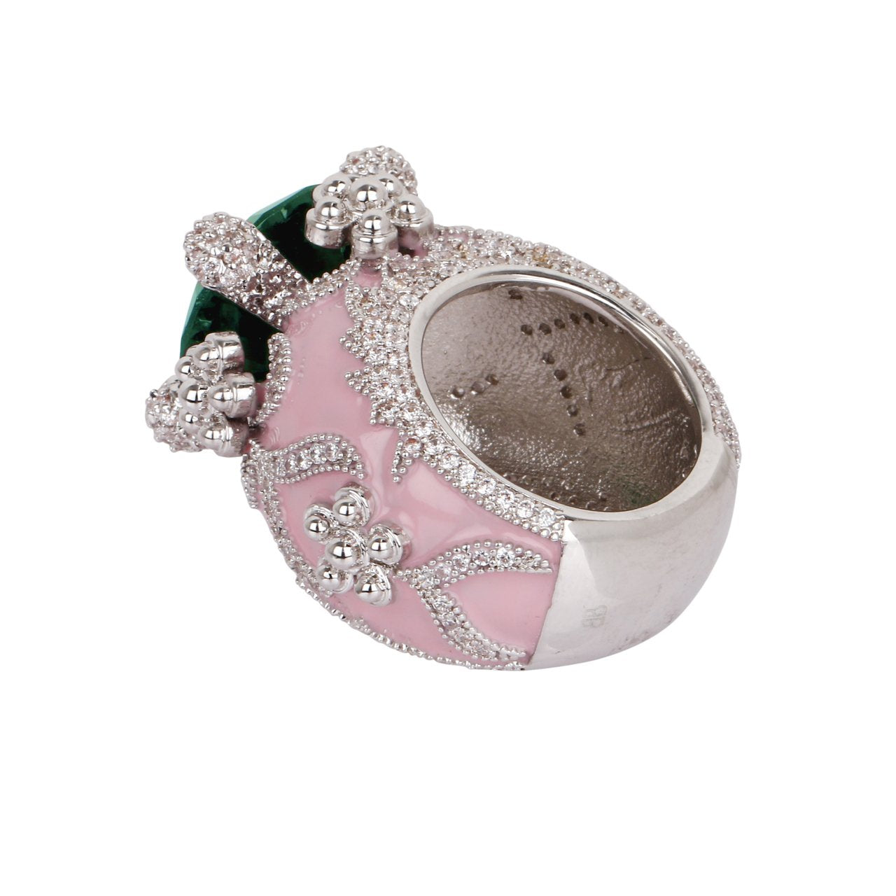 Isabeau Goddess Pink Emerald Cocktail Ring - Bansri Design 