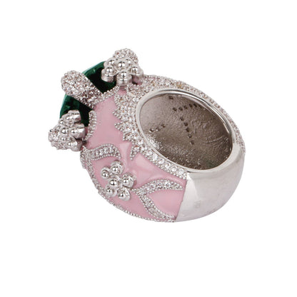 Isabeau Goddess Pink Emerald Cocktail Ring - Bansri Design 