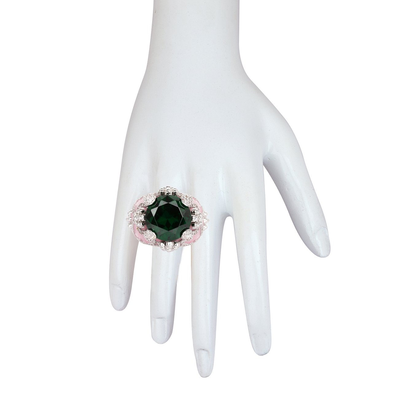 Isabeau Goddess Pink Emerald Cocktail Ring - Bansri Design 
