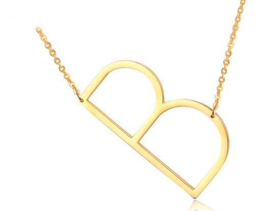 Sideway Big Initial Pendant Necklace