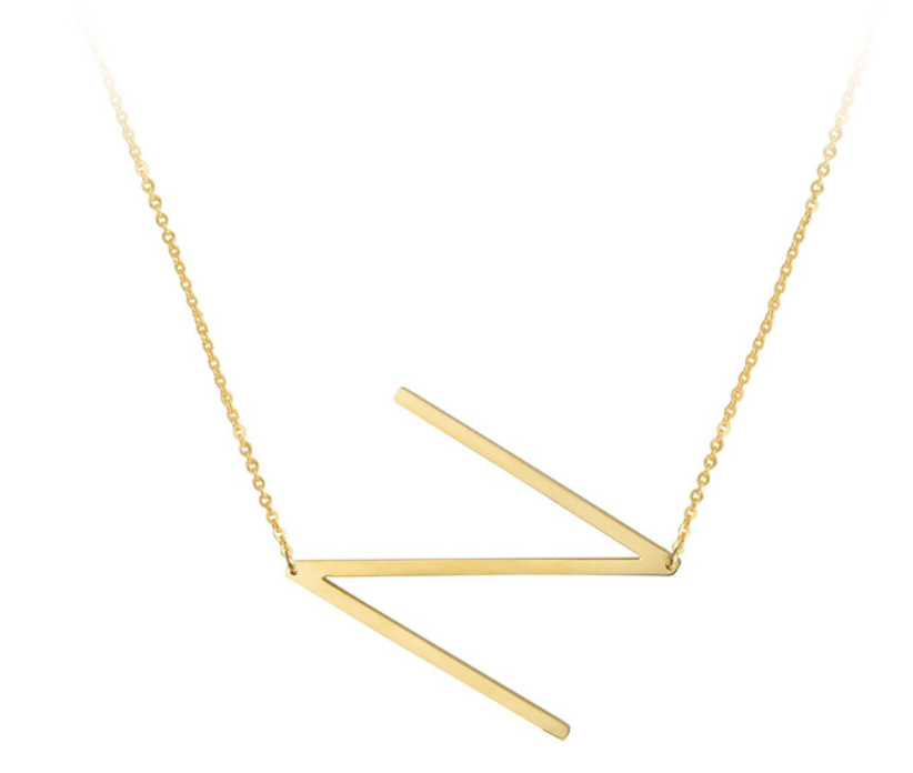 Sideway Big Initial Pendant Necklace