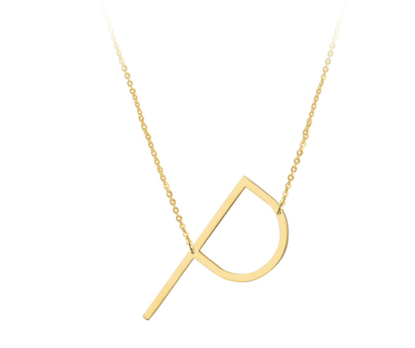 Sideway Big Initial Pendant Necklace