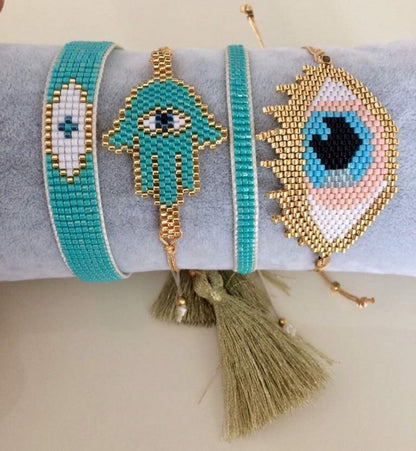 Third Eye Beaded Adjustable Tassel Bracelet