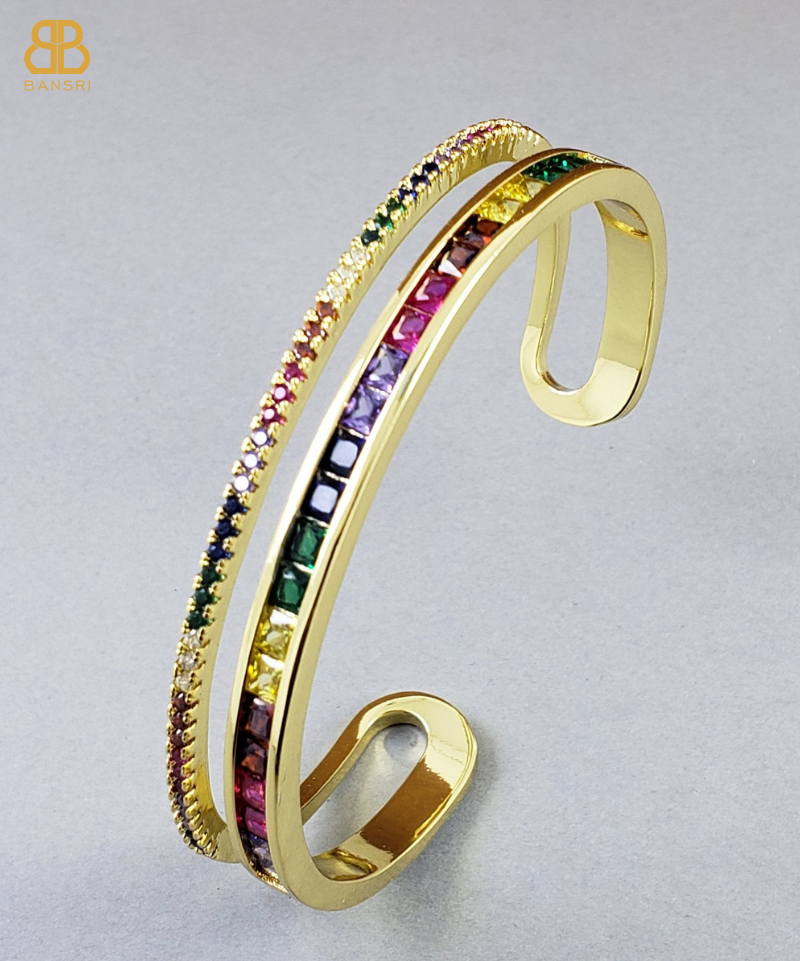 Multi Crystal Flexi Bangle Bracelet