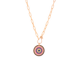 Multi Colored Medallion Evil Eye Disc Detachable Pendant Link Necklace