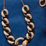 Cuban Link Twister Panther Necklace, Bracelet & Earring Set