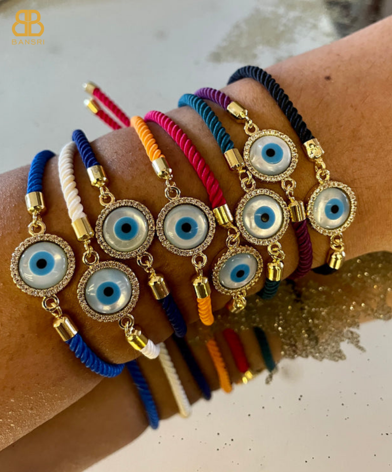 Evil Eye Disc Adjustable Cord Bracelet