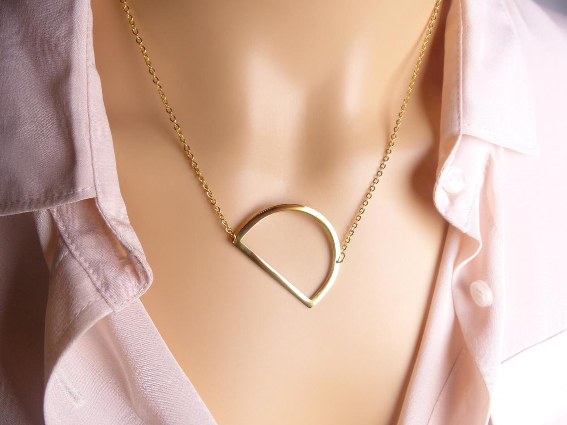 Sideway Big Initial Pendant Necklace