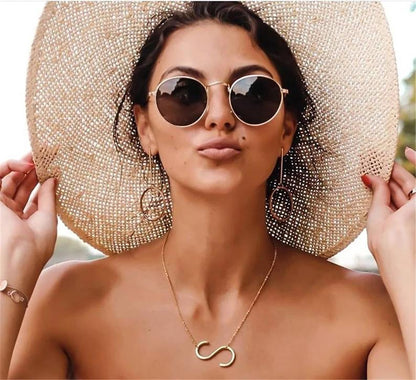 Sideway Big Initial Pendant Necklace