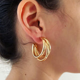 Trio Circular Gold Hoop Earrings