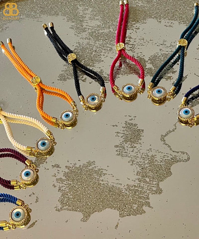 Evil Eye Disc Adjustable Cord Bracelet