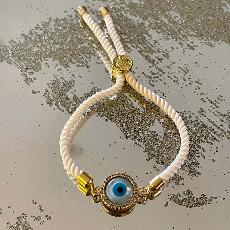 Evil Eye Disc Adjustable Cord Bracelet