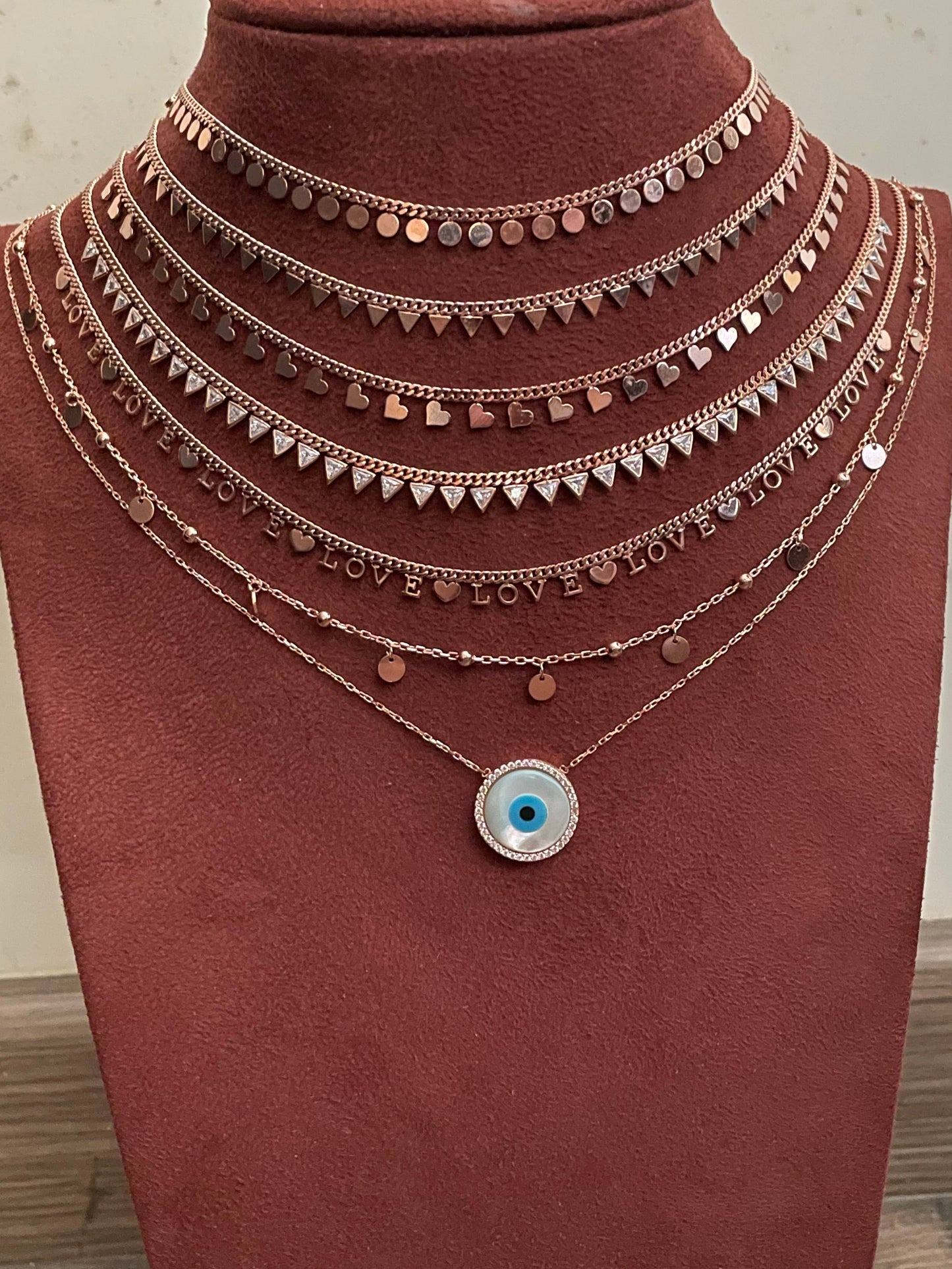 Evil Eye Mother of Pearl Disc Necklace