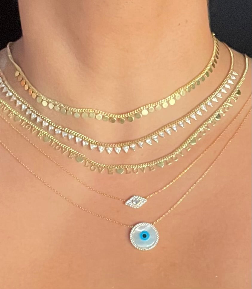 Evil Eye Mother of Pearl Disc Necklace